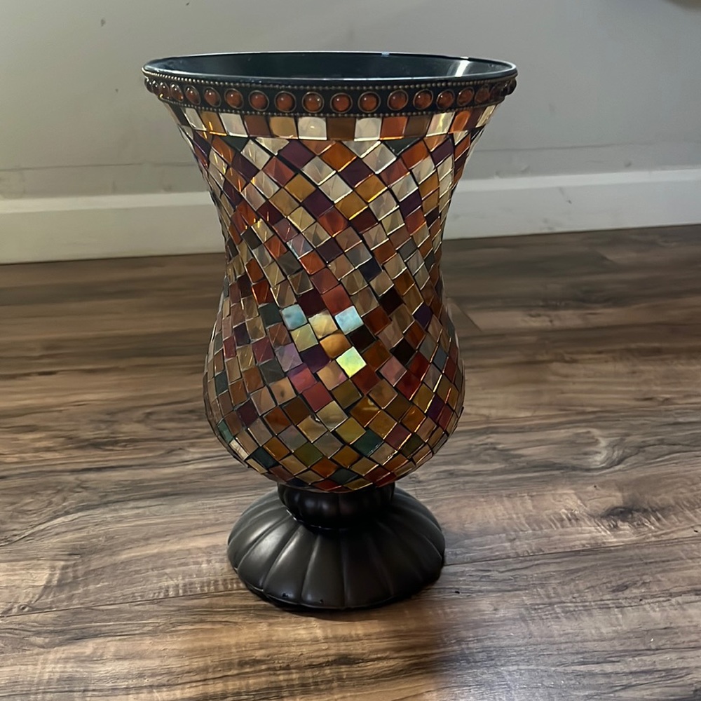 Mosaic Stained Glass Vase 12 inch height/7 3/4 width